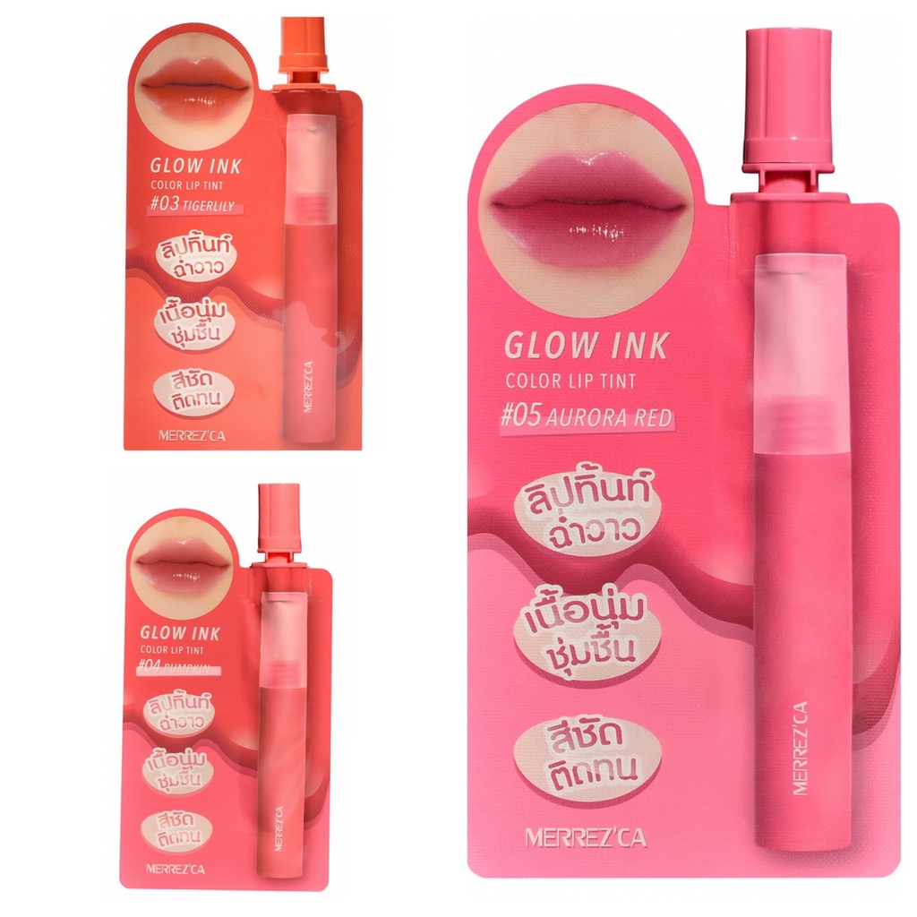 (1ซอง) Merrezca Glow ink Color lip tint 2 ml ลิปทิ้นท์ เมอเรซกา
