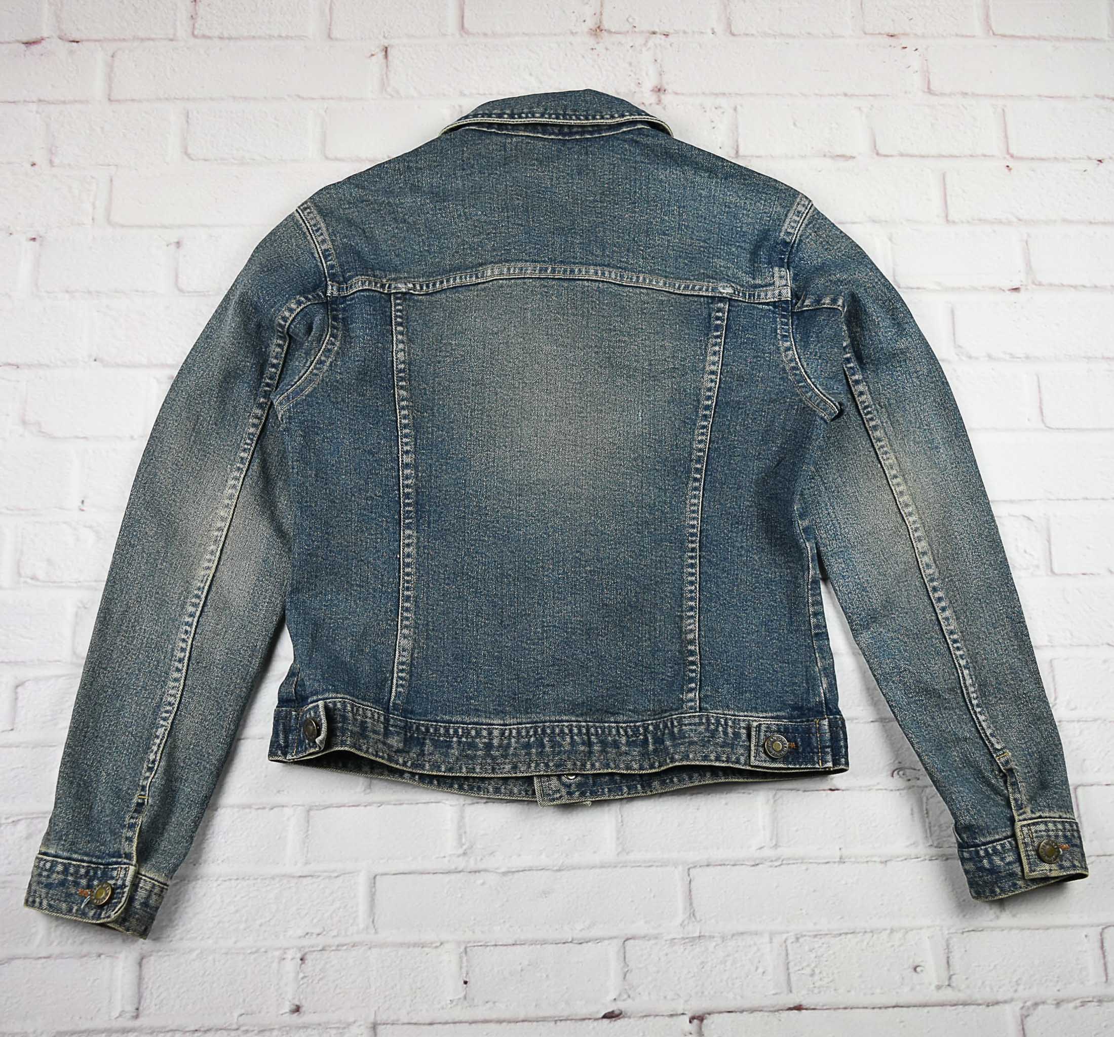 JEANS อกจริง 33 ไซส์ XS เสื้อแจ็คเก็ตยีนส์ แขนยาว ผู้หญิง สีเข้ม ผ้ายืด เนื้อผ้านุ่มใส่สบาย ใส่คลุมกันแดด