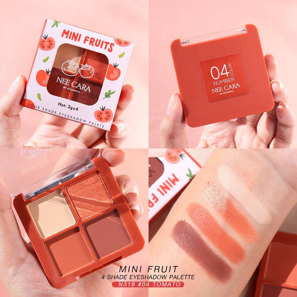 NEE CARA MINI FRUITS EYESHADOW PALETTE N319 อายแชโดว ผลไม้ โฟว์เฉด อายแชโดว์ พาเลท มินิ ทาตา