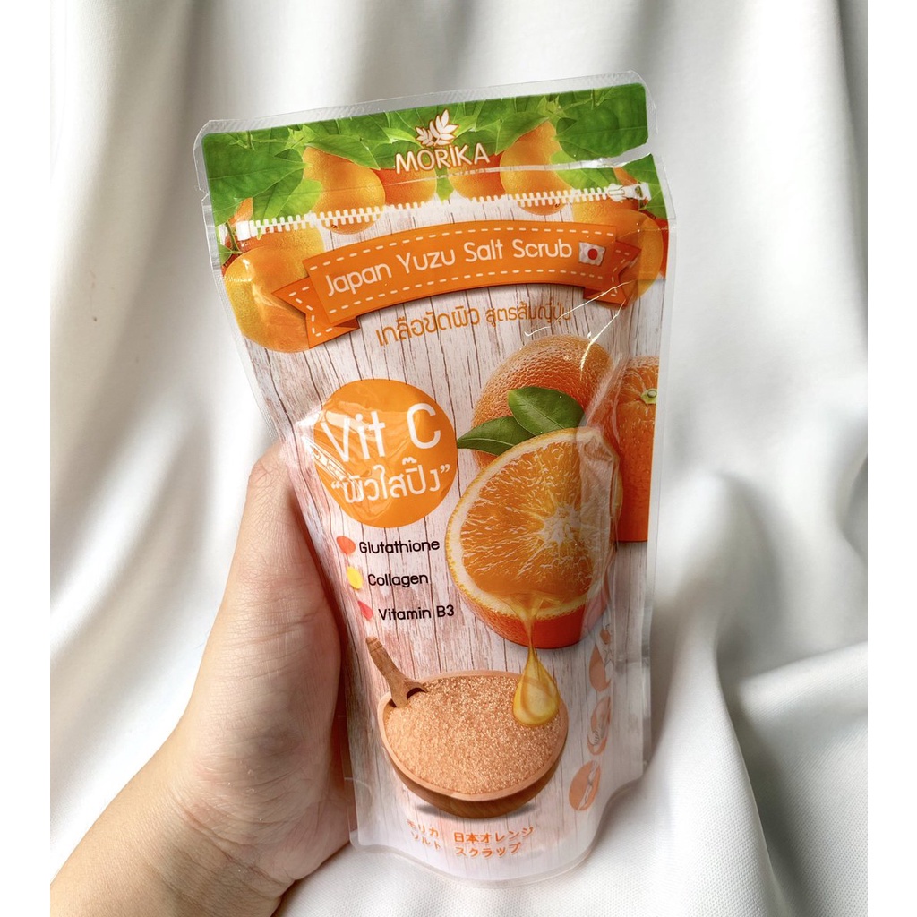 Morika Japan Yuzu Salt Scrub 200กรัม โมริกะ เกลือขัดผิว สูตรส้มญี่ปุ่น เจแปน ยูซึ ซอลท์ สครับ