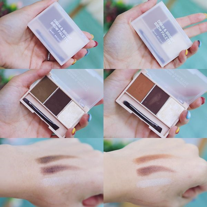 Baby Bright Draw & Bright Brow Palette 0.86g X 3colors พาเลทเขียนแต่งคิ้วเนื้อฝุ่นอัดแข็งแบบตลับ เบบี้ ไบร์ท