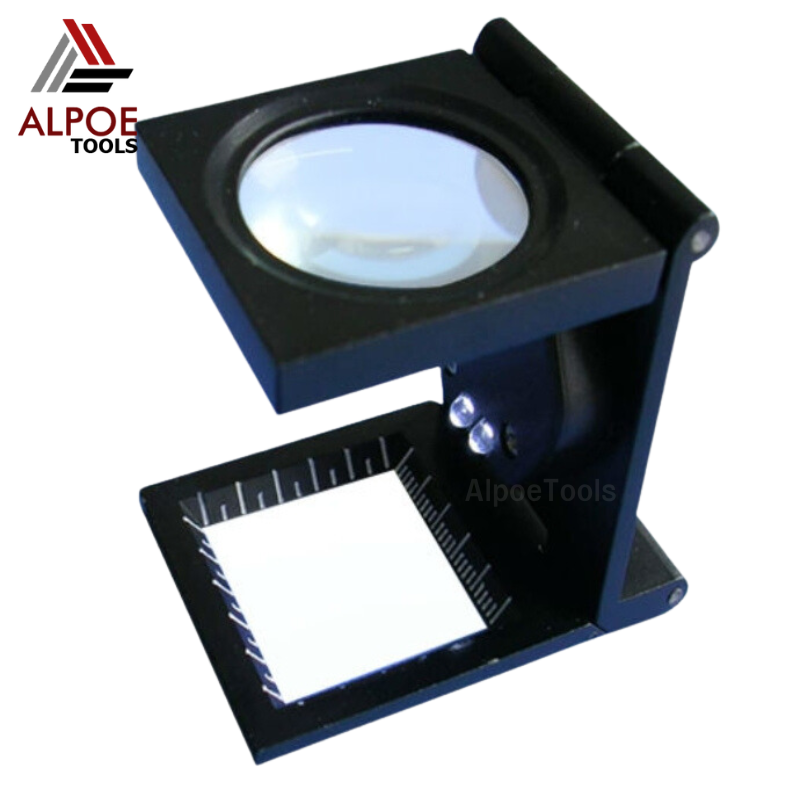 แว่นขยายตั้งโต๊ะ งานโลหะ เลนท์กระจก มีไฟ พับได้ รุ่น XZ-01