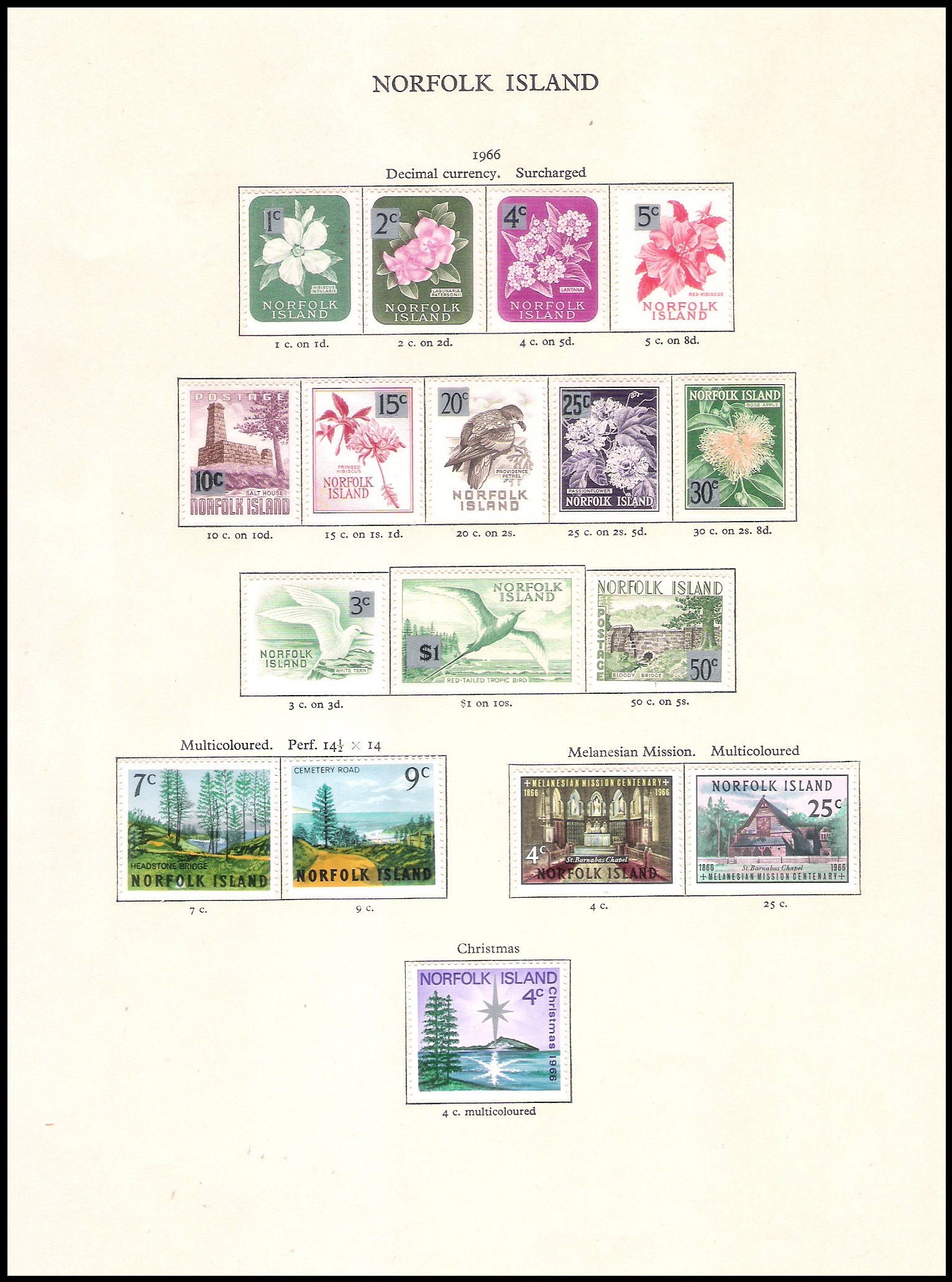 (4 SHEETS) 1961-1969 Norfolk Island