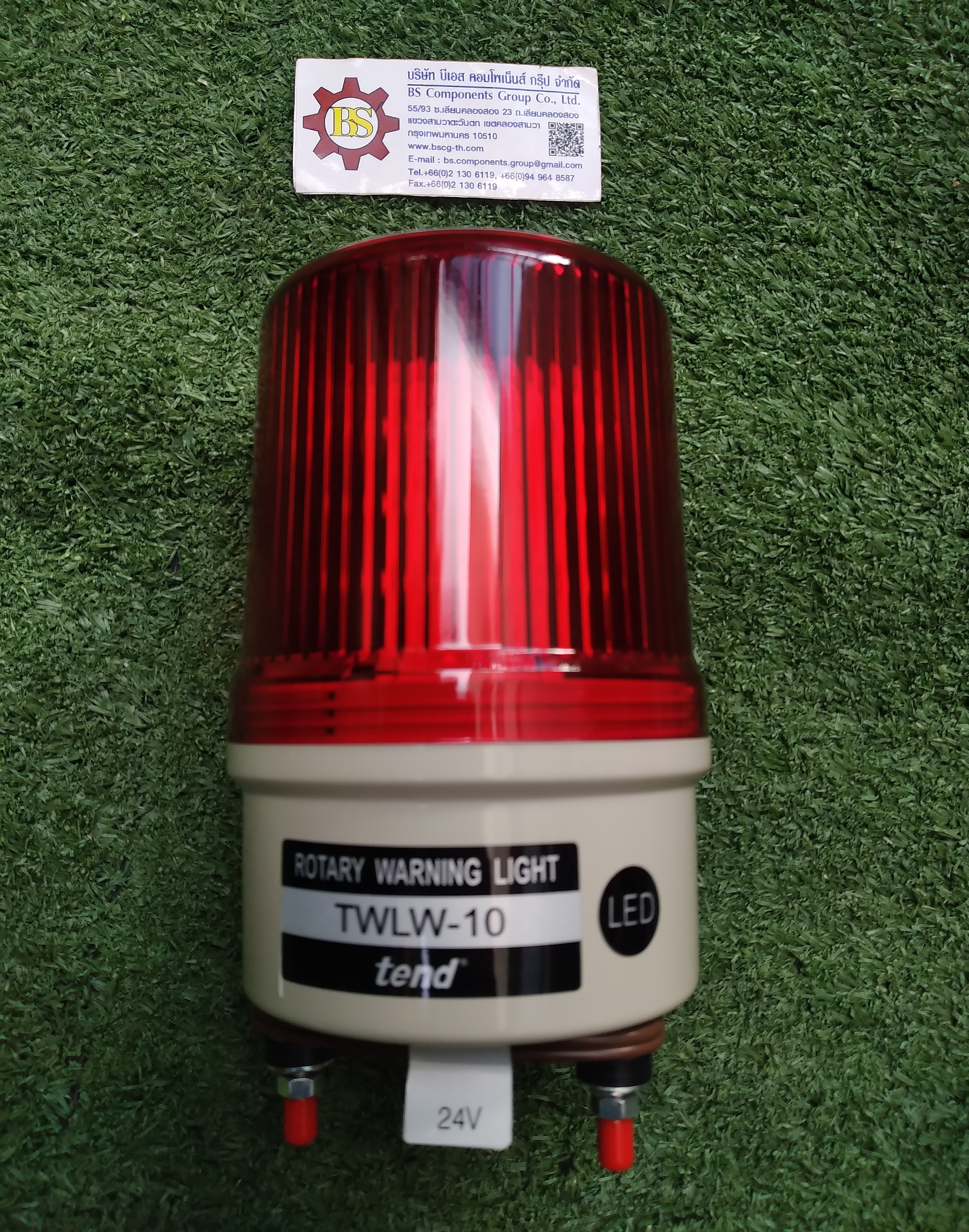TEND : TWLW-10L7R ไฟหมุน, ฝาลายเส้น, 100 mm, LED, 24V, สีแดง