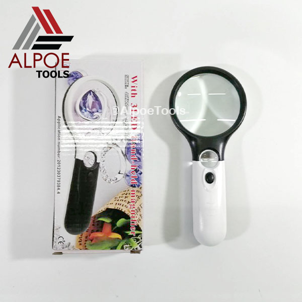 แว่นขยาย แบบด้ามจับ 2 เลนท์ขยาย มีไฟ LED รุ่น No.690XAB