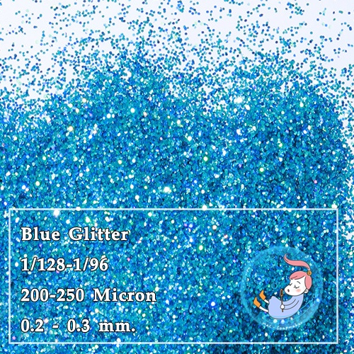 Color Blue : BLUE GLITTER สีฟ้าผงกากเพชร ผงสะท้อนแสงขนาด (0.2 - 0.3 mm.)