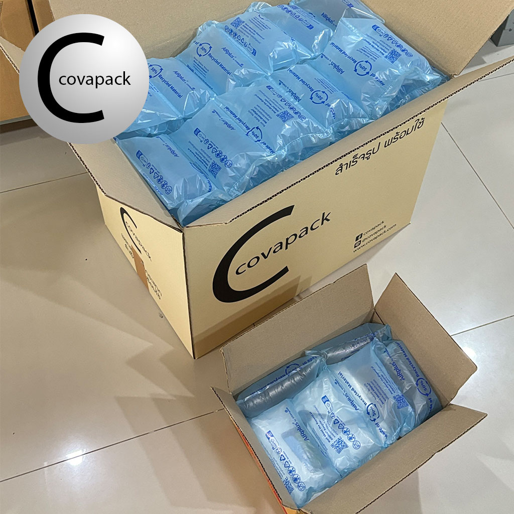 ถุงลมพลาสติกกันกระแทกเติมลมพร้อมใช้ ขนาด 20x12cm (หลังเติมลม 14 x 9 x พอง 5 cm) x 120 ชิ้น/กล่อง สีฟ้า
