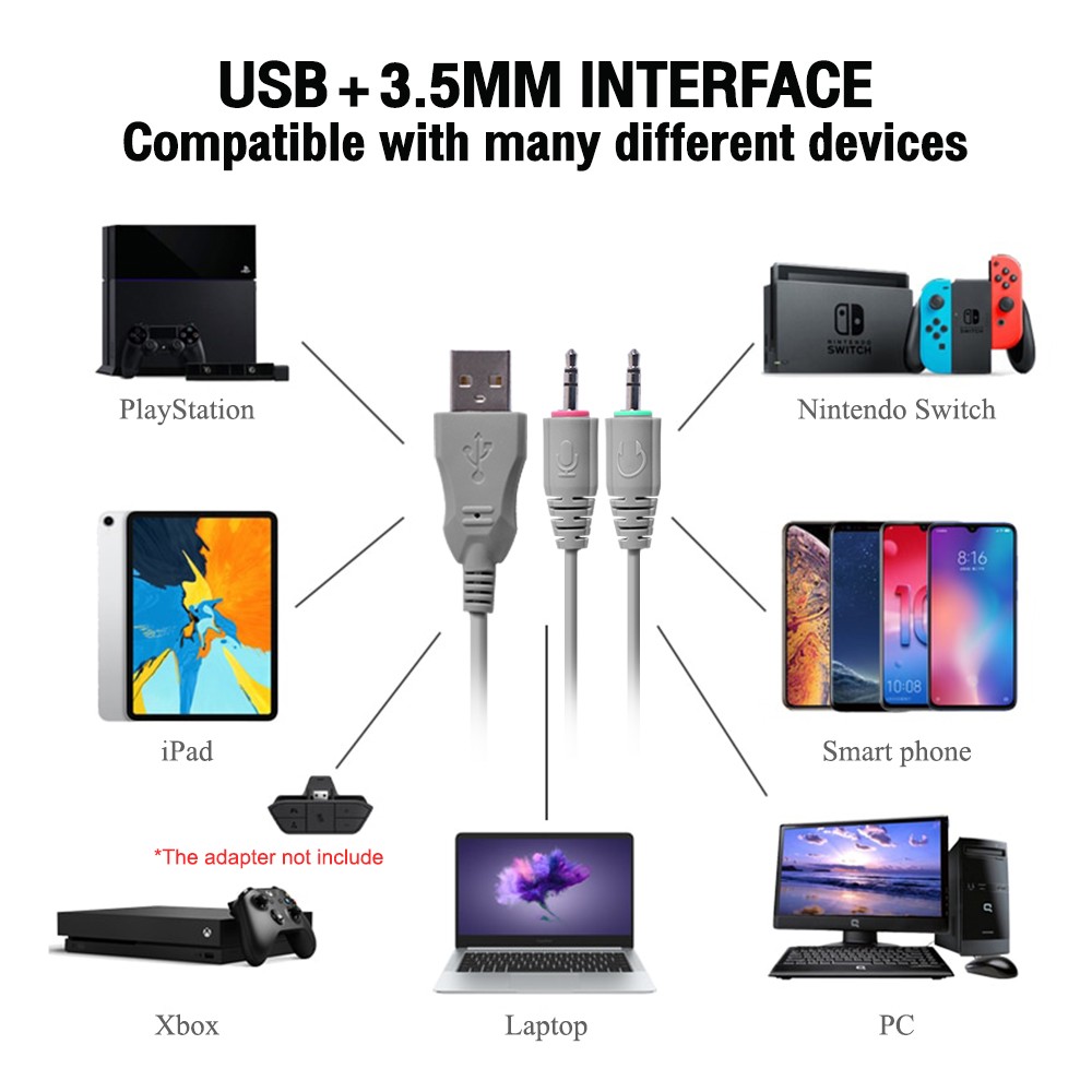 OKER H898 RGB HEADSET+MIC GAMING USB+3.5 HP-HM-OK-H898B