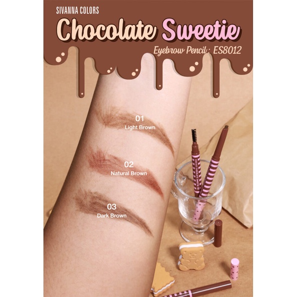 ดินสอเขียนคิ้ว SIVANNA COLORS CHOCOLATE SWEETIE EYEBROW PENCIL ES8012