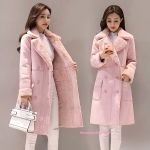 โค้ทหนังนิ่มขนแกะมูซผสมผ้าฝ้ายทอหนา บุขนข้างในมี 2 เฉดสี