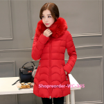 เสื้อโค้ทกันหนาว Down Jacket เสื้อขนเป็ดผ้านอกผ้าฝ้ายช่วยเก็บความอุ่นสีสดใส ปกเฟอร์สีเดียวกับเสื้อ