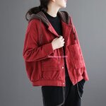 เสื้อแจ็คเก็ตกันหนาวซับในกำมะหยี่ทรงโอเวอร์ไซส์ใส่หลวมๆ ใส่สบายไม่คันพร้อมฮู้ด ผ้าฝ้ายทอหนาอย่างดีเกรดพรีเมี่ยม มี 4 สี