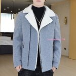 Coat Jacket for Men เสื้อโค้ทผู้ชายทรงแจ็คเก็ตตัวสั้นแต่งซิปด้านหน้าปกเฟอร์สีีขาวตัดสีเสื้อ ใส่สบายกันหนาว กันลม ซับในหนาผ้าฝ้าาย มี 3 สี