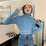 เสื้อไหมพรมสอดนิ้วรุ่นฟรีไซผ้านิ่มใส่สบาย ไหมพรมคอเต่าแขนยาวสอดนิ้วฟรีไซเล็กเสื้อยืดได้อีก มาพร้อม 8 เฉดสีให้เลือก