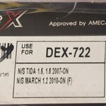 [DEX-722] COMPACT ผ้าดิสเบรคหน้า มีแผ่นซับเสีบง NISSAN MARCH 1.2, TIIDA 1.6 1.8 รุ่น MUSASHI WINNER กล่องสีเทา (1ชุดมี4ชิ้น) ชุดละ