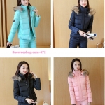 ชุดสกีขนกะ 2ชิ้น เสื้อโค้ทบวกกางเกงขอบเอวยืดได้