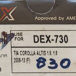 [DEX-730] [DEX 830] COMPACT มีแผ่นซับเสียง ผ้าดิสเบรคหน้า TOYOTA ALTIS 1.6 1.8 SIENTA 1.5 รุ่น NANO MAX กล่องสีดำ (1ชุดมี 4ชิ้น) ไม่มีกิ๊ฟ ชุดละ