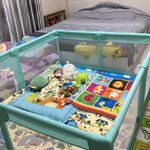 คอกกั้นเด็กผ้าตาข่าย150*180ซม มีเบาะรองคลาน