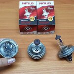 หลอดไฟหน้า H4 จานกลม 12V 100/90 w PHYLLIS หลอดไฟ สูงต่ำ รถยนต์ หลอดละ