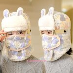 หมวกกันหิมะของเด็กแต่งหูกระต่ายน่ารักใส่กันหนาวติดลบ กันลม กันน้ำ กันหิมะได้ดี พร้อมป้องกันหู ปาก ซับในหนา ถอดแยกได้ มี 4 สี ไม่มีแว่น