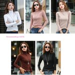 เสื้อคอเต่าแขนยาวสไตส์เกาหลีผ้าฮีทเทคใส่สบายยืดได้ กันหนาว กันลม ได้ดี