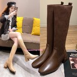 รองเท้าบูทยาวทรงถุงเท้ายืดหยุ่นใส่สบาย รองเท้าบูท ส้นหนา บูทยาวใส่กันหนาว เหมาะสำหรับใส่กับเสื้อโค้ท รองเท้าบูทใส่กับเสื้อโค้ท ใส่แล้วขาเรียวขึ้น มาพร้อม 3 เฉดสี ไซ 34 ถึง 40