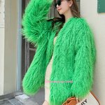 เฟอร์โค้ทอลังงานสวยพรีเมี่ยมขนเฟอร์เทียมยาวปานกลางคอวีทรงโอเวอร์ไซส์ใส่แบบหลวมซับในหนาใส่ติดลบได้มาพร้อม 10 เฉดสีให้เลือก