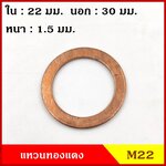 แหวนทองแดง M22 รูใน 22 mm. วงนอก 30 mm. หนา 1.5 มม. Copper Ring Kit แหวนน้ำมัน (จำนวน 1 วง) ราคา