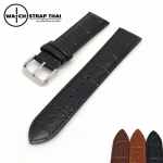 สายนาฬิกาหนังวัว ลายจระเข้ Cowhide with Crocodile Pattern Watch Strap Black 01 ขนาด 18 mm ,20mm,22mm