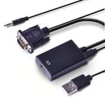 HD-222 VGA (M) TO HDMI (F) + AUDIO ผ่าน PORT USB CV-GO-XX-HD222