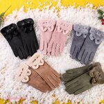 ถุงมือกันหิมะ ถุงมือกันหนาวผู้หญิง ผ้าหนังนิ่ม หน้าจอสัมผัสทัชสกรีนได้ ซับในหนาลายหูกระต่าย มี 5 สี