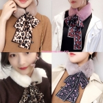 ผ้าพันคอผ้าไหมแบบปกขนเฟอปลายริบบิ้น ไอเทมใหม่ของสาวๆ