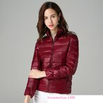 Down Jacket สไตล์ยุโรปสำหรับผู้หญิงตัวสั้นทรงแจ็คเก็ตปกคอสูงกันหนาวใส่ติดลบ กันลม กันน้ำ กันหิมะได้ดี มี 13 สี ขนาด S ถึง 8XL ใหญ่สุดอก 54 นิ้ว