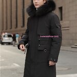 เสื้อโค้ทผู้ชายสไตล์อเมริกา โค้ทกันหนาวผู้ชายบุในกำมะหยี่หนา กันหนาวติดลบ 30 กันลม กันหิมะ ผ้าเคลือบสารสะท้อนหยดน้ำ โค้ทผู้ชายสีดำความยาวปานกลางเรียบหรูดูดี ใส่ได้ตลอดไม่มีเอ้าท์