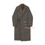 เสื้อโค้ทผู้ชายสไตล์เกาหลี เสื้อกันหนาวตัวยาวเสื้อขนสัตว์ผ้าวูลทอหนา ลายสก็อตสีเข้มซับในหนา แต่งเข็มขัดด้านข้าง พร้อมกระเป๋าคู่หน้า