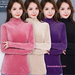 เสื้อแขนยาวคอสูงผ้าแคชเมียร์ทอหนา ซับในกำมะหยี่หนาสำหรับกันหนาวหรือใส่แทนลองจอน ฮีทเทค ทรงสลิมเข้ารูป ผ้ายืดได้ 3-5 นิ้ว ปกคอสูงมี 4 สี