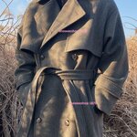 เสื้อโค้ทผ้าวูลของผู้ชาย โค้ทผู้ชายตัวยาวสไตล์เกาหลีพร้อมซับในหนา เสื้อโค้ททรงเบสิคกระดุมสองแถวพร้อมสายเชือกผูกเอว มี 2 สี