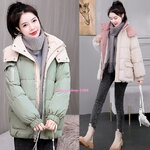 เสื้อขนเป็ดผู้หญิงบุนวมหนาสไตล์เกาหลี แต่งฮู้ดใหญ่ ใส่กันหนาวติดลบ 40 มี 4 สี