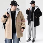 เสื้อกันหนาวผู้ชายสำหรับฤดูใบไม้ร่วงและฤดูหนาว เสื้อกันหนาวมีฮู้ดของผู้ชายสไตล์เกาหลี บุขนด้านในแต่งหมวกฮู้ดแบบบุขน สีพื้นใส่สบาย มี 2 สี ใส่แบบหลวมๆ สำหรับอุณหภูมิถึง 0 องศา ไซใหญ่สุดรอบอกเสื้อ 52 นิ้ว มี 2 สี