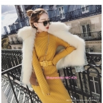 เดรสเสื้อกันหนาวแนวเกาหลี ไหมพรมถัก