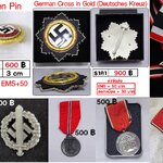 เช็มกลัด ทหารเยอรมัน เหรียญทหารเยอรมัน สงครามโลก WW2 German Pin Grand Cross Merit Cross SA Sport Blood Order Eastern Front ร้าน BKK Militaria