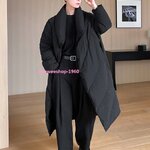 เสื้อกันหนาวสำหรับผู้ชายไซส์ใหญ่ ดีไซน์ผ้าแบบเสื้อคลุมขนาดใหญ่ ทรงหลวมๆ โอเวอร์ไซ ผ้าฝ้ายบุในขนเป็ดสังเคราะห์เคลือบสารสะท้อนหยดน้ำ กันลม กันหนาว กันหิมะ