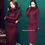 เดรสไหมพรมกันหนาวคอเต๋าเกรดพรีเมี่ยมงานสวยไร้ที่ติ ทรงสลิมเข้ารูป