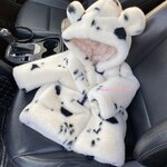 เสื้อขนแกะเด็กเสื้อกันหนาวเด็กผ้านุ่มหนาไม่คัน ซับในหนามาก แต่งฮู้ดหู สำหรับเด็กเล็กและเด็กโต ส่วนสูง 80 cm ถึง 150 cm