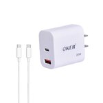 OKER U-242 SMART 20W FAST CHARGER+ USB3.0+PD+CABLE TYPE-C 1M. MB-IP-CH-UC242