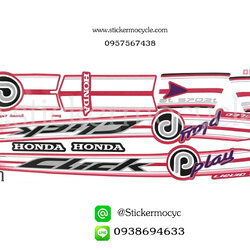 Sticker HONDA CLICK ปี 2007 รุ่น7 Play ติดรถสี ชมพู (เคลือบเงา) สติ๊กเกอร์ ติดรถมอเตอร์ไซค์ ฮอนด้า คลิ๊ก