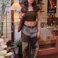 Tag: LAILA Detail: Set เสื้อ+กางเกง+เข็มขัด เสื้อแขนสั้นทรงกึ่งครอป งานผ้ายืดหยุ่นเด้งสวย มาในโทนสีน้ำตาลม่อคค่า มาพร้อมกางเกงยีนส์💯 ขายาวงานนำเข้า ทรงบอยๆปล่อยๆ แต่งลายวินเทจเก๋สุดๆ พร้อมเข็มขัดหนังสีดำ ยีนส์ทรงดีสุดๆคุ้มค่าาการันตีเต็มสิบไม่หักค