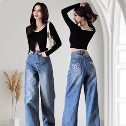 ยีนส์ขากระบอกตรงรุ่นล่าสุดสวยแบบสุดๆคร่าาา แพทเทิลขากระบอกตรง ทรงสวยมากๆ รุ่นนี้ COTTONCANDY