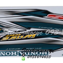 Sticker HONDA WAVE 100S ปี2016 รุ่น19 ติดรถสีเขียวดำ (เคลือบเงาแท้) สติ๊กเกอร์ ติดรถมอเตอร์ไซค์ ฮอนด้า เวฟ ร้อยเอส