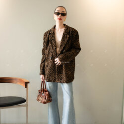 สูท Blazer แขนยาวลายเสือ